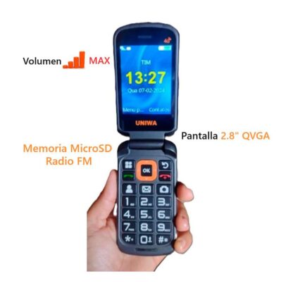 UNIWA teléfono móvil V909T con tapa, 4G, pantalla Dual, cámara, Radio FM, Flip, TELCEL MOVISTAR UNEFON 4G - Imagen 6