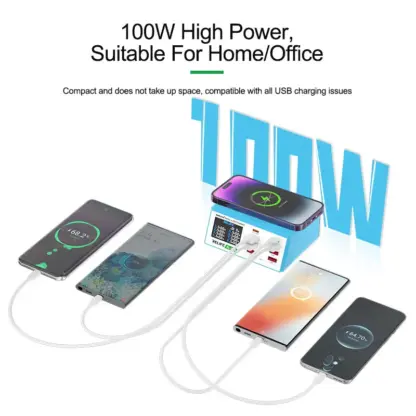 RELIFE RL-309AW-cargador USB Dual QC3.0, dispositivo con pantalla LCD, 8 puertos, para teléfonos móviles, tabletas, portátiles, herramientas inteligentes de carga rápida